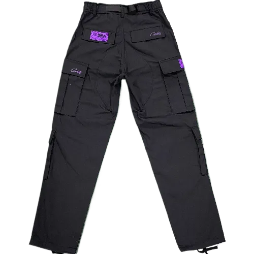 Corteiz pants cargo Black Purple Logo thumbnail 2